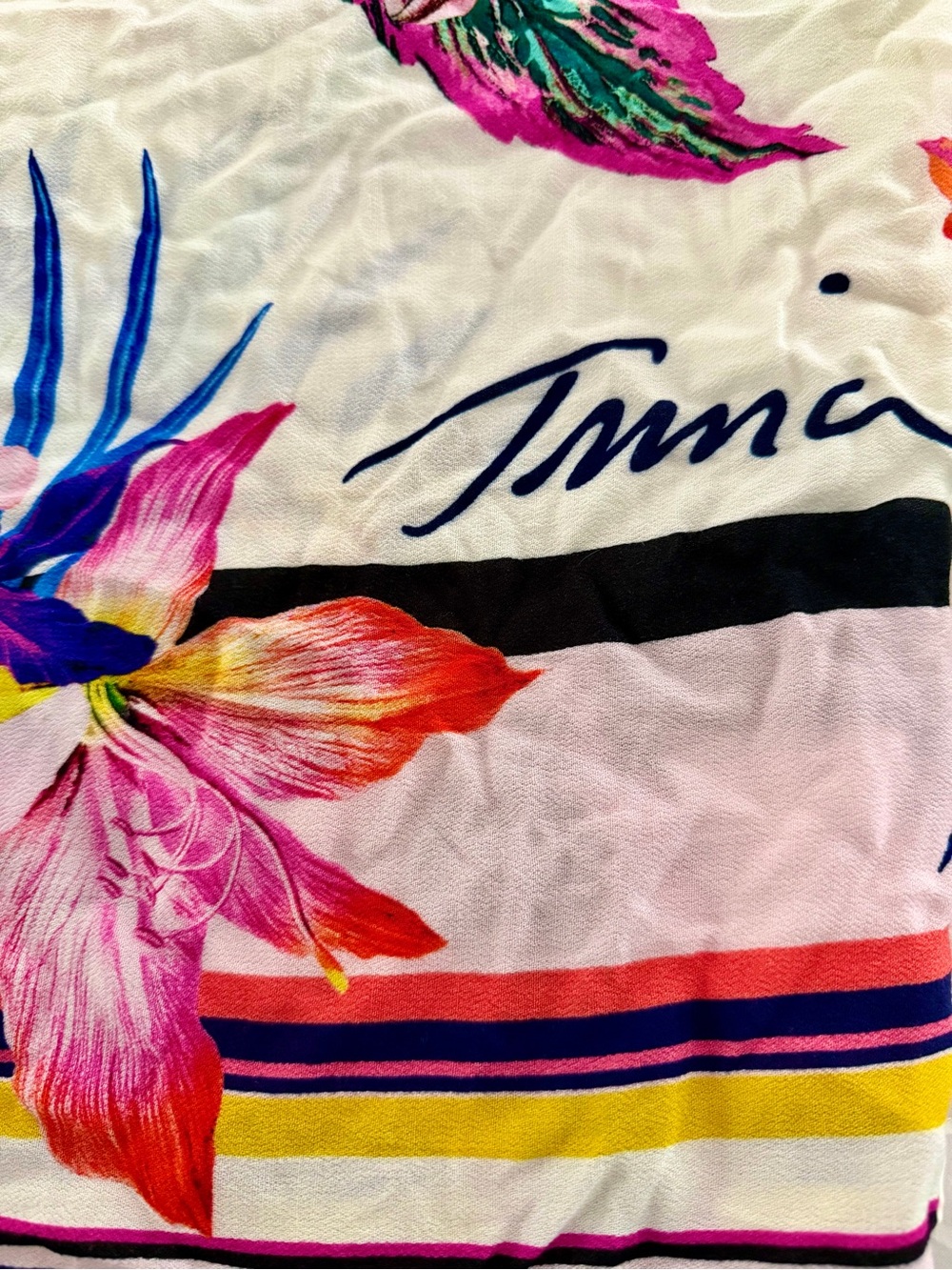 Trina Turk Multicolor Floral Stripe Bikini Top with matching Sarong Size 6 top. - Picture 4 of 7